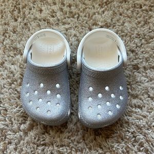 Silver Sparkly Crocs - Toddler Size 5